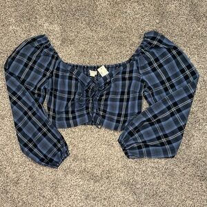 Plaid Off Shoulder Top